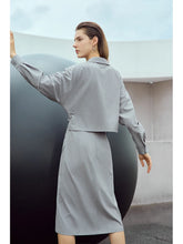 Cargar imagen en el visor de la galería, Minimalist Overlapping Simple Lady V-neck Long Sleeve Solid Female Dress