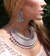 Load image into Gallery viewer, Vintage Silver Coin Choker Necklace Earrings Gypsy Ethnic Tribal Turkish Afghan India Pakistan Collar Statement Jewelry Sets