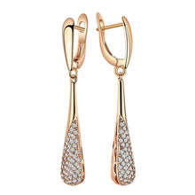 Load image into Gallery viewer, Kinel Full Sparkling Natural Zircon Long Dangle Earrings Rose Gold