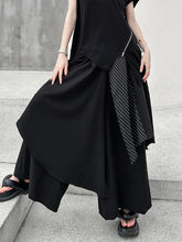 Load image into Gallery viewer, High Elastic Waist Black Striped Irregular Wide Leg Pants