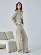 Cargar imagen en el visor de la galería, Elegant Office Pant Suit Crop Jacket Elastic Waist Wide Pant Two-piece Suit