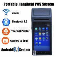 Charger l&#39;image dans la galerie, Q2I Android 8.1 PDA Handheld POS Thermal Printers PDA Terminal 5.5&#39;&#39; HD Touch 3G Wifi BT Wireless 58mm NFC Barcode 1D 2D Scaners