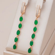 Load image into Gallery viewer, Kienl New Trend Vintage Long Tassel Earring  Green Rose Gold Jewelry