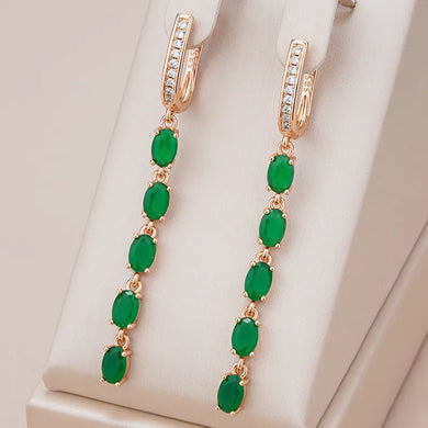 Kienl New Trend Vintage Long Tassel Earring  Green Rose Gold Jewelry