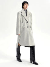 Load image into Gallery viewer, Loose Fit Gray Irregular Big Size Long Woolen Coat