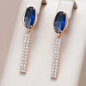 Kinel Luxury Oval  Natural Zircon Long Earring Rose Gold  High Quality Jewelry