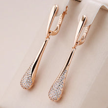 Load image into Gallery viewer, Kinel Full Sparkling Natural Zircon Long Dangle Earrings Rose Gold