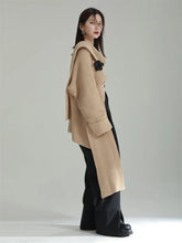 Load image into Gallery viewer, Khaki Irregular Long Knitting Cardigan Sweater Loose Fit V-Neck Long Sleeve