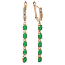 Load image into Gallery viewer, Kienl New Trend Vintage Long Tassel Earring  Green Rose Gold Jewelry