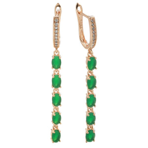 Kienl New Trend Vintage Long Tassel Earring  Green Rose Gold Jewelry