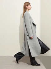 Load image into Gallery viewer, Woolen Coat For Women Stand Collar Double-sided Slit Long Trendy Jacket