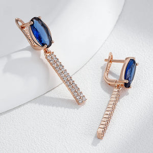 Kinel Luxury Oval  Natural Zircon Long Earring Rose Gold  High Quality Jewelry