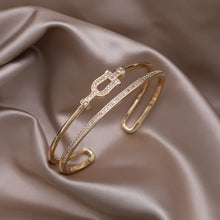 Charger l&#39;image dans la galerie, Luxury full zircon double geometric opening bracelet  accessories