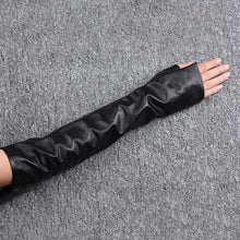 Cargar imagen en el visor de la galería, Black Long Elegant Gloves New Pu Leather Personality