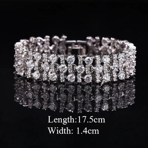 White Gold Color Luxury Crystal Stone Big Bracelets Bangles For Women