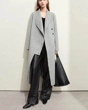 Load image into Gallery viewer, Woolen Coat For Women Stand Collar Double-sided Slit Long Trendy Jacket