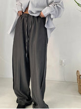 Charger l&#39;image dans la galerie, High Elastic Waist Gray Brief Long Wide Leg Pants New Loose Fit Trousers