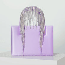 Charger l&#39;image dans la galerie, Rhinestone Tassel Satin Handbags Diamonds Handle Square Box Evening Clutch