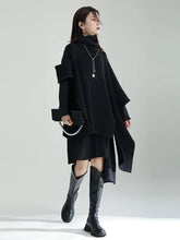 Load image into Gallery viewer, Irregular Design Knitting Dress New Turtleneck Long Sleeve Loose Fit