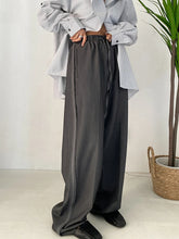 Charger l&#39;image dans la galerie, High Elastic Waist Gray Brief Long Wide Leg Pants New Loose Fit Trousers