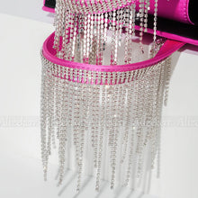 Charger l&#39;image dans la galerie, Rhinestone Tassel Satin Handbags Diamonds Handle Square Box Evening Clutch