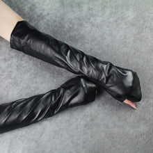 Cargar imagen en el visor de la galería, Black Long Elegant Gloves New Pu Leather Personality