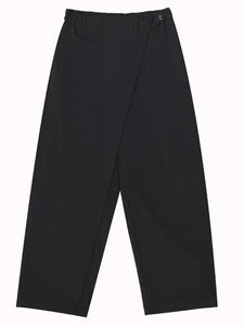 Elastic Waist Black Brief Pleated Long Trousers  Loose