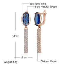 Charger l&#39;image dans la galerie, Kinel Luxury Oval  Natural Zircon Long Earring Rose Gold  High Quality Jewelry