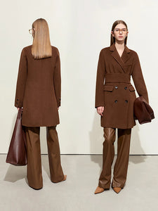 Wool Coat Mid-length Jacket With Belt Double-sided Blends