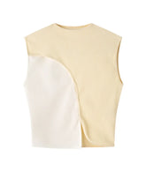 Charger l&#39;image dans la galerie, Beige Color-block Irregular Slit Tank Tops Blouse