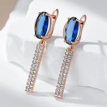 Charger l&#39;image dans la galerie, Kinel Luxury Oval  Natural Zircon Long Earring Rose Gold  High Quality Jewelry