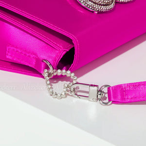 Rhinestone Heart Shaped Satin Handbags and Purses