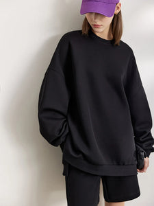 Minimalism Two Piece Set Women Casual Sweatshirt All-match Elegant Sports Pants Separately