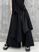 Load image into Gallery viewer, High Elastic Waist Black Striped Irregular Wide Leg Pants