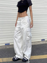 Load image into Gallery viewer, White Spicy Girl Workwear Pants, Drawstring Pockets, Loose Fitting Wide Leg trouser