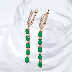 Kienl New Trend Vintage Long Tassel Earring  Green Rose Gold Jewelry