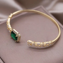 Load image into Gallery viewer, Square Green Zircon Open Bracelet Luxury Accessories