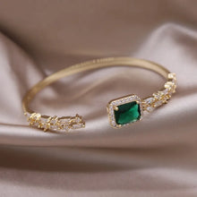 Load image into Gallery viewer, Square Green Zircon Open Bracelet Luxury Accessories