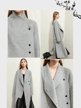 Load image into Gallery viewer, Woolen Coat For Women Stand Collar Double-sided Slit Long Trendy Jacket