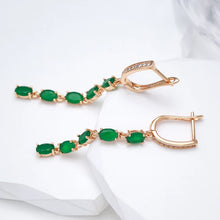 Load image into Gallery viewer, Kienl New Trend Vintage Long Tassel Earring  Green Rose Gold Jewelry