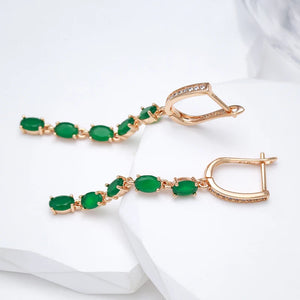 Kienl New Trend Vintage Long Tassel Earring  Green Rose Gold Jewelry