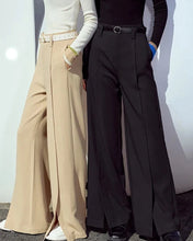 Cargar imagen en el visor de la galería, Minimalist Casual Pants Loose Straight Wide Leg Pants With High Slit Lady Trousers