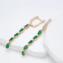 Load image into Gallery viewer, Kienl New Trend Vintage Long Tassel Earring  Green Rose Gold Jewelry