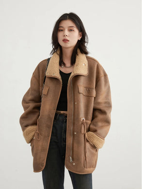 Thick Warm Suede Reversible Jacket Loose Female