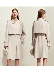 Minimalism Spring Women's Trench Coats Classic Long Loose Lapel Collar With Belt Streetwear Jackets