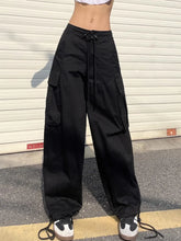 Load image into Gallery viewer, White Spicy Girl Workwear Pants, Drawstring Pockets, Loose Fitting Wide Leg trouser