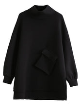 Load image into Gallery viewer, Big Size Pocket Irregular T-shirt New Turtleneck Long Batwing Sleeve