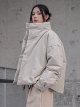 Load image into Gallery viewer, Apricot Big Size Warm Cotton-padded Coat Long Sleeve Loose Fit