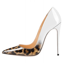 Cargar imagen en el visor de la galería, Woman Fashion Designer Leopard Pointed Toe Pumps Women Genuine Leather Thin High Heels Sexy Slip On Female Shoes Big Size