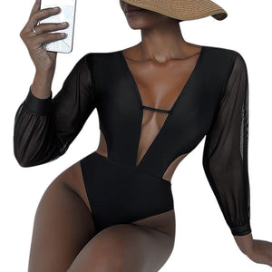 Women's Swimwear Conservative One-piece Blouse Long Sleeve